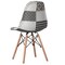Modern Fabric Patchwork Chair with Wooden Legs for Kitchen, Dining Room, Entryway, Living Room with Black & White Patterns